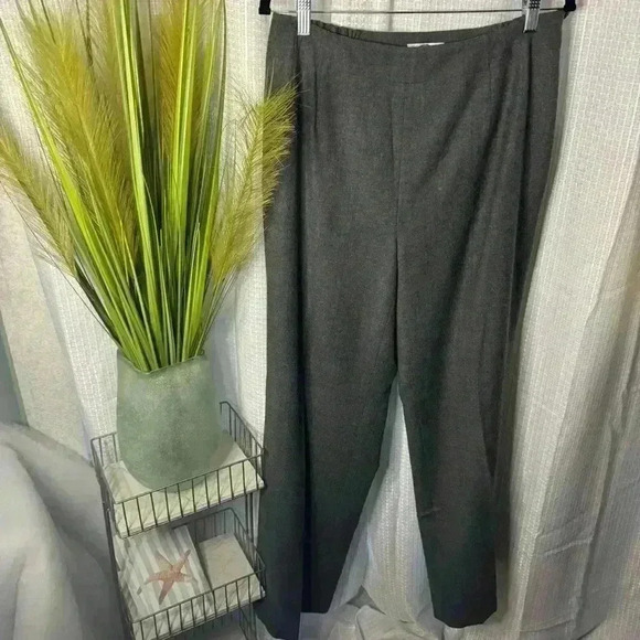 Talbots Women’s 12W Gray Wool Trousers Side Zip Wide Leg Made In Italy Pants - Picture 1 of 13